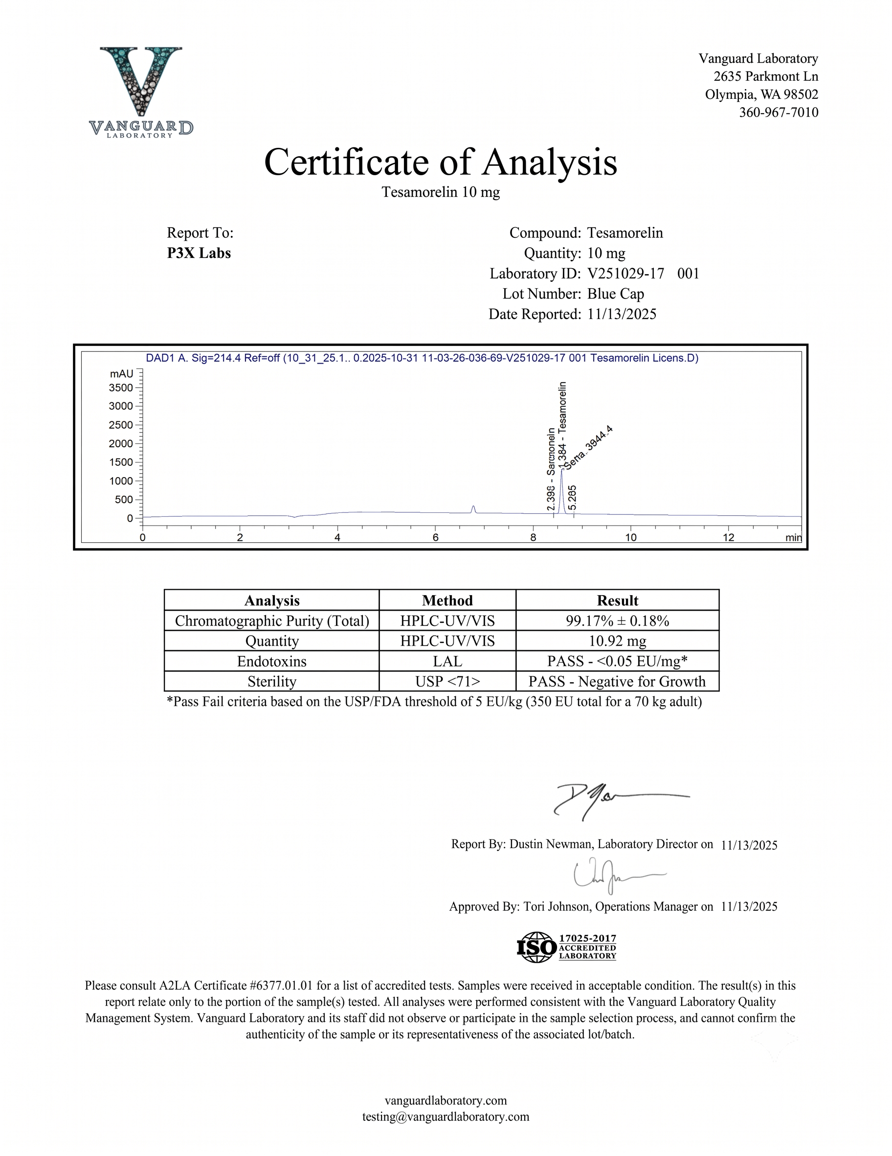 Certificate of Analysis 1